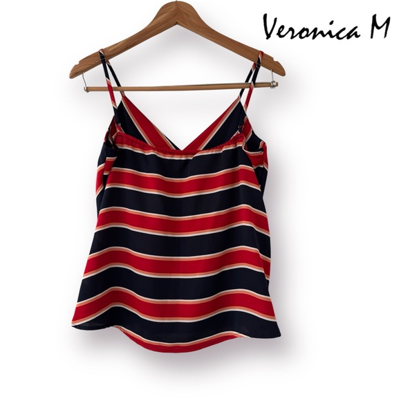 Veronica M Red Navy White Striped Camisole Sleeveless Blouse - Picture 3 of 8